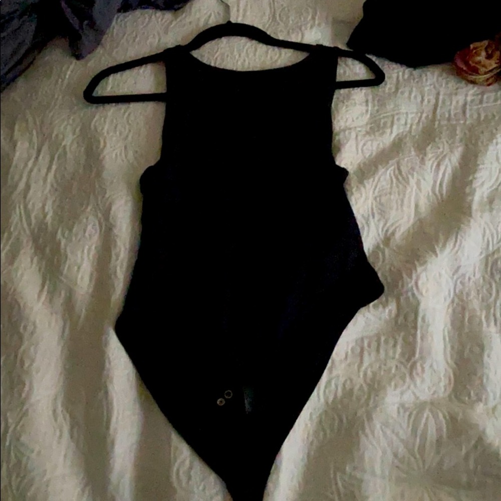 Halter neck black body suit